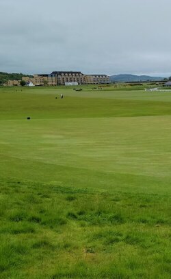 The Old Course, St Andrews Iconic Old Course, St. Andrews green and clubhouse in distance